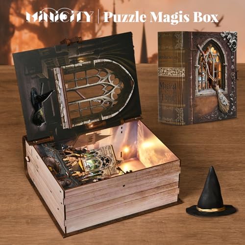 MiniCity Book Nook Kit, DIY Miniature House Kit for Adults, Teens and Beginners, Dollhouse Booknook Library Tiny House Bookshelf Decor (Introduction to Magical Flight) - Image 5