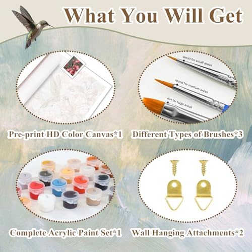 Hummingbird Paint by Number Kits for Adults, Paint by Numbers kit 16x20 in - Image 6