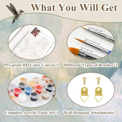 Hummingbird Paint by Number Kits for Adults, Paint by Numbers kit 16x20 in - Image 6