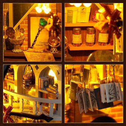DIY Miniature House Kit, European Style Book Nook Kit, Illusion Mirror Design Miniature Dollhouse Kit, Booknook Bookshelf Desktop Decor Model Build Creativity Gift for Women and Adults - Image 5