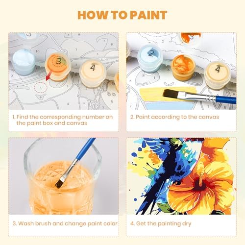 MXJSUA Hummingbird Flower Paint by Numbers Kit with Frame for Adults, Easy Beginners Paint by Number on Canvas with Easel, Acrylic Number Painting Craft Gifts for Home Decor, 8x12 inch - Image 5