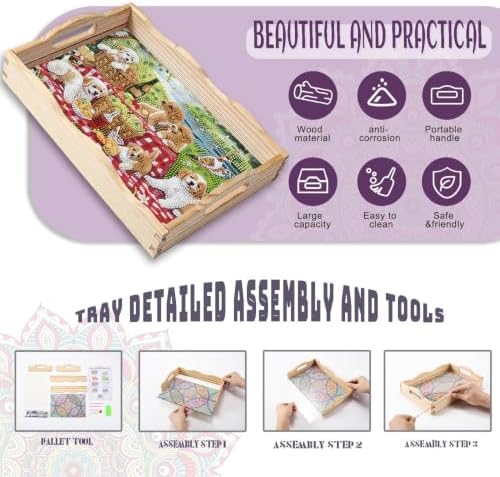 EWJRNSF Diamond Art Kits for Adults Wooden Serving Trays with Handles - Image 3