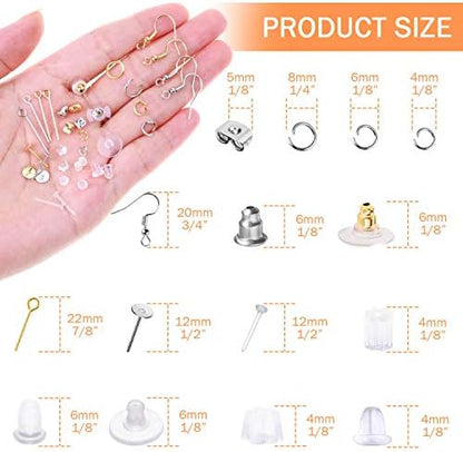 Anezus Earring Making Kit with Earring Hooks Findings, Earring Backs Posts, Jump Rings for Jewelry Making Supplies, 2320Pcs - Image 3