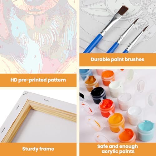 MXJSUA Dachshund Dog Paint by Numbers Kit with Frame for Adults, Animal Easy Beginners Paint by Number on Canvas with Easel, Acrylic Number Painting Craft Gifts for Home Decor, 8x12 inch - Image 4