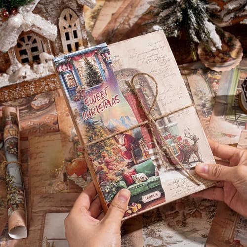 icceemee 160 sheets of Christmas scrapbook paper, Christmas theme journaling scrapbook supplies craft collage paper set, junk journal bullet journal poster room decor for card making decorative gifts by ICCEEMEE