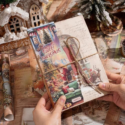 icceemee 160 sheets of Christmas scrapbook paper, Christmas theme journaling scrapbook supplies craft collage paper set, junk journal bullet journal poster room decor for card making decorative gifts by ICCEEMEE