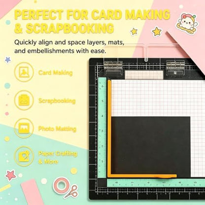 7pcs Paper Crafting Alignment Guides with Case for Card Making | Card Making Scrapbooking, Color-Coded Alignment Tools with Size Tabs 1/16 to 1/2 Inch Increments - Image 3