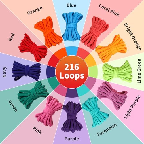 216 PCS Loom Loops Refill for Weaving Loom Kit Toys, Elastic Potholder Loom Loops DIY Arts and Crafts Supplies Set for Kids Beginners Christmas Birthday Gifts for Girls 5 6 7 8-12 13 Year Old - Image 2