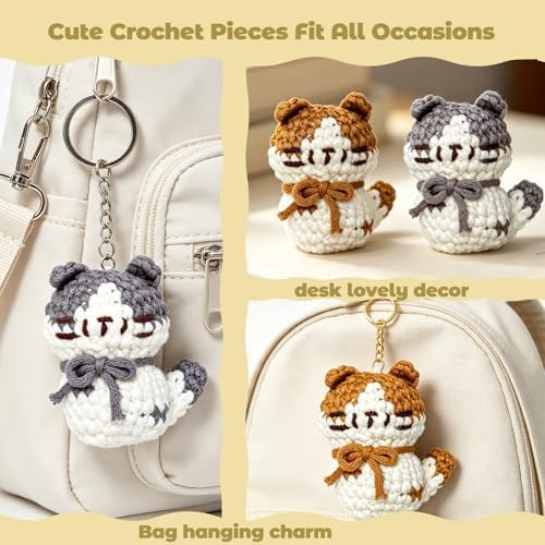 JueRum Cat Crochet Kit for Beginners – Step-by-Step Video Tutorials for Every Round, 40% Extra Easy Yarn, Complete Amigurumi Starter Kit for Adults & Teens, Perfect Beginner Crochet Gift - Image 6