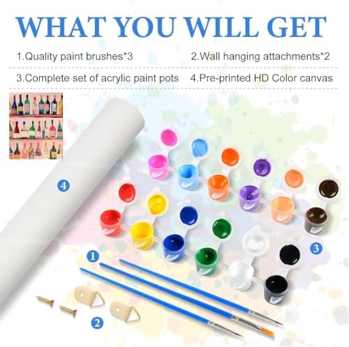 KYOQFVN Bottle Paint by Numbers Kit for Adults - Adult Paint by Number Kits - DIY Acrylic Oil Painting for Home Wall Decor 16X20 inch (Without Frame) - Image 2