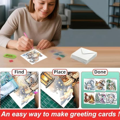 DDGYP 6pk Gnomes Diamond Art Cards w/Envelopes, DIY Xmas Kit for Adults - Image 4