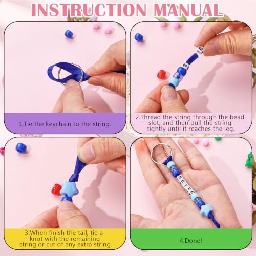Landical 564 Pcs Cheer Ribbon Keychain Making Kit DIY Name Bead Cheer Craft - Image 2