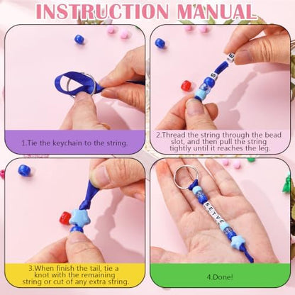 Landical 564 Pcs Cheer Ribbon Keychain Making Kit DIY Name Bead Cheer Craft - Image 2