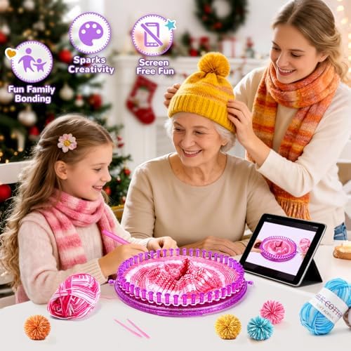 Knitting Loom Kit with Storage Bag,Looms,Yarn, Pom Pom Maker & Crochet Hook - Image 7