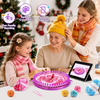 Knitting Loom Kit with Storage Bag,Looms,Yarn, Pom Pom Maker & Crochet Hook - Image 7