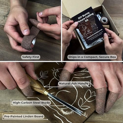 Sharky DIY Bunny Carving Kit with V-Chisel and Pre-Painted Board - Image 3