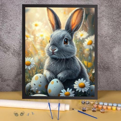 RICUVED Easter Paint by Numbers for Adults, Rabbit Paint by Numbers Kit for Adults Beginners, Eggs DIY Acrylic Oil Painting on Canvas Easy for Gift Home Wall Decor 16x20 Inch - Image 3