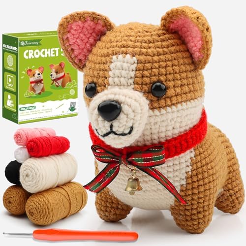 Faircosy Animal Crochet Kit for Beginners: Includes Complete Tools Ample Yarn Step by Step Videos for Teens Adults - Perfect Amigurumi Kit for Indoor Entertainment & Long Journeys by Faircosy