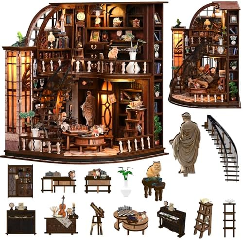 SUNNINO Library Book Nook Kits for Adults, Bacchus DIY Miniature Dollhouse by SUNNINO