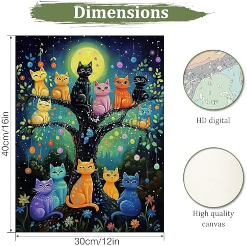 MAXBYE Cute Cats Paint by Numbers Kit for Adults, Kids' Paint By Number Kits, Animal Paint by Numbers Kits for Beginner, DIY Acrylic Color by Number on Canvas for Home Wall Decor Gift 12X16 in - Image 2