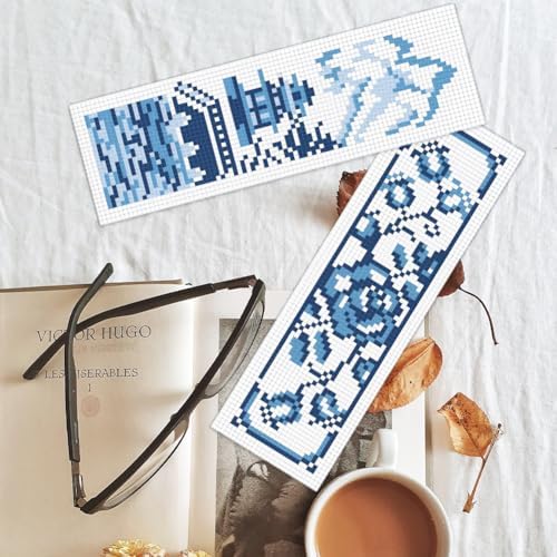 BEUNITONE Cross Stitch Bookmark Kit 6 Pcs Watercolor DIY Bookmarks Cross Stitch Kits for Beginners Birds Flower Stamped Embroidery Bookmark with Landscape Patterns Craft Kit for Gifts 8''x2.4'' - Image 5