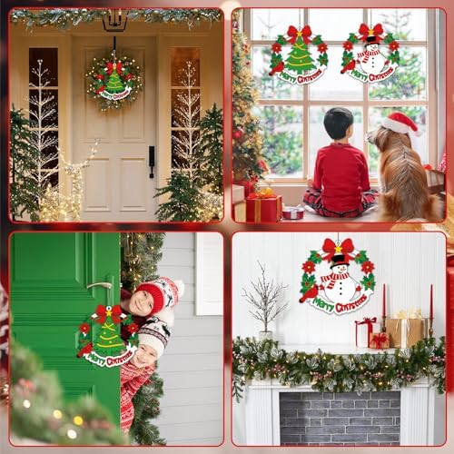 Sereliy 24 Pcs Christmas Coloring Wreath Crafts for Kids, Color Your Own Christmas Crafts, DIY Paper Xmas Wreath for Classroom Activities Games. (Xmas 24) - Image 7