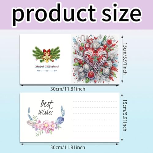 POETRYDRAW 6 Pack 5D DIY Diamond Art Painting Christmas Flower Greeting Card Kit, Diamond Art Birthday Holiday Greeting Card, Crafts Kit Creative with Envelope - Image 7