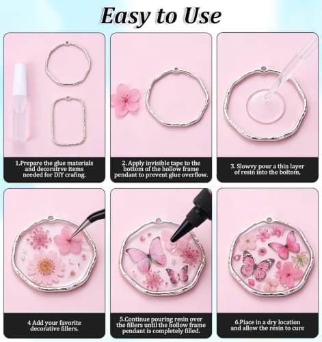30 Pcs Open Bezels For Resin Jewelry Making, 6 Styles Open Bezels Resin Pendant - Image 6