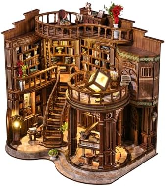 Book Nook Kit for Adults, DIY Miniature House Dreamy Library by Hjvibfco