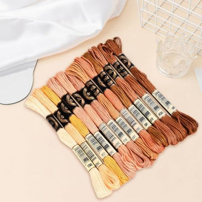 105 Yards 12 Skeins Gradient 6 Strands Earth Color Friendship Bracelet Threads String Polyester Variegated Embroidery Floss Cross Stitch Thread Assorted Bulk for Hand Sewing Making Supply - Image 7