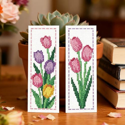 ORIGACH 6 Set Tulip Cross Stitch Bookmark Kit for Beginner - Image 6