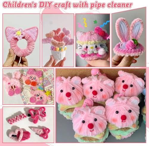 AHAMETON 620Pcs Pastel Pink Pipe Cleaners Flower Kit,Chenille Stems Craft - Image 6