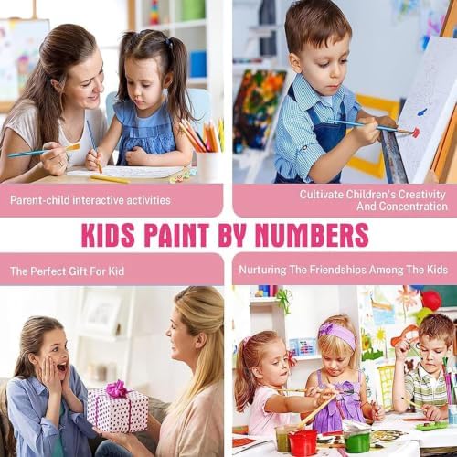 MXCFZX 6 Pcs Easy Christmas Paint by Numbers Kit Kids/Adults Framed 8x8in - Image 6