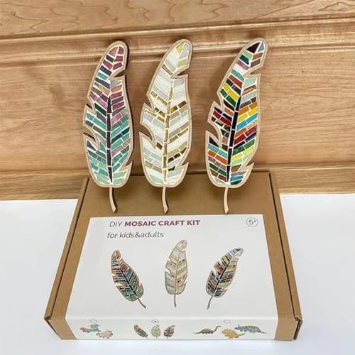 sjljzxd 3PCS Craft Kits for Adults, Mixed Colour Leaf Mosaic Kit, Creative DIY Colourful Home Decoration Mosaic Tiles for Crafts, Glass Mosaic Pieces Kit Mosaic Making Supplies Puzzle (3) - Image 5