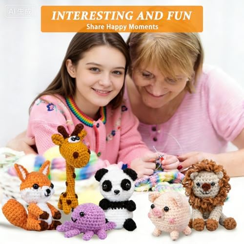 KIECIK Crochet Animal Kit – 6 PCS Crochet Knitting Kit for Beginners - Image 5