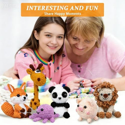 KIECIK Crochet Animal Kit – 6 PCS Crochet Knitting Kit for Beginners - Image 5