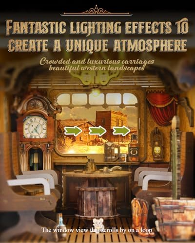 Book Nook Kit, 3D Wooden Puzzles for Adults, DIY Miniature House Kit for Adults, Booknook with LED Light, Gifts for Family, Friends and Book Lovers, Bookshelf Decor(Retro Train) - Image 5