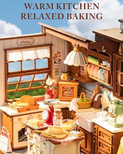 ROBOTIME DIY Miniature House Kit Dollhouse Kit for Adults Mini Tiny House Kit with Furniture Building Model Kit Crafts Creative Gift for Boys Girls (Baking Kitchen) - Image 3