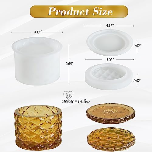 ISSEVE Jar Resin Molds, Large Diamond Jar Silicone Molds with 2Pcs Lid - Image 2