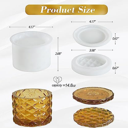 ISSEVE Jar Resin Molds, Large Diamond Jar Silicone Molds with 2Pcs Lid - Image 2