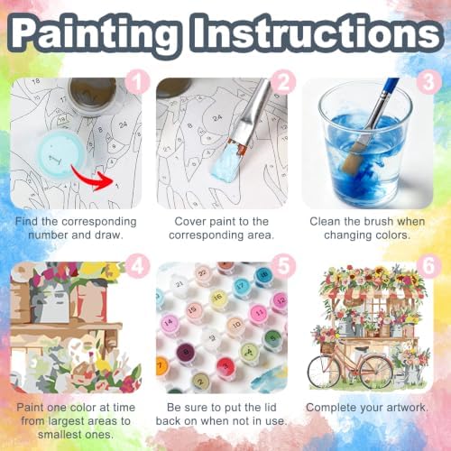 Flower Shop Framed Paint by Numbers Kit for Adults Beginner 10x10 inch - Image 6