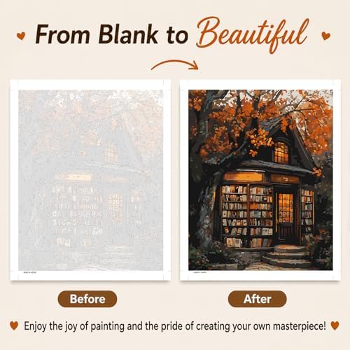 AUKELHJ Paint by Numbers Kit for Adults Beginner, Bookstore, 16X20 Inch - Image 4