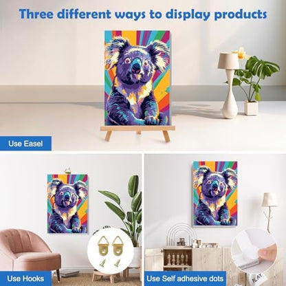 MOGTAA Koala Paint by Numbers Kit for Adults Beginners with Frame, Animal Adult Paint by Number Kits on Canvas with Easel, Easy DIY Oil Painting Kits for Home Decor, 8x12in - Image 3