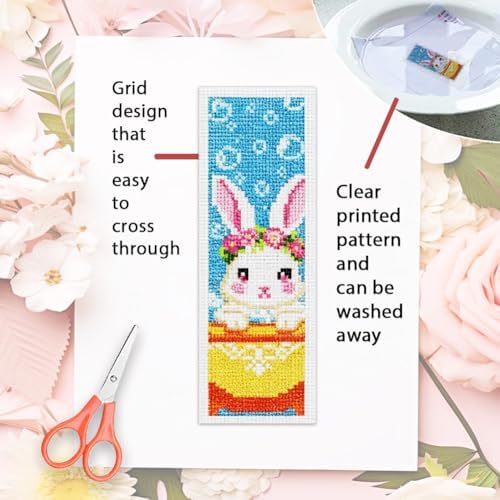 ORIGACH 6 Set Bathtime Animals Cross Stitch Bookmark Kit for Beginner - Image 3