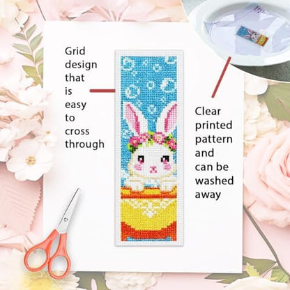 ORIGACH 6 Set Bathtime Animals Cross Stitch Bookmark Kit for Beginner - Image 3