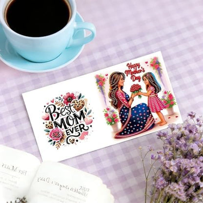 6Pcs Greeting Card DIY Diamond Art Painting Greeting Cards Special Shaped Holiday Blessing Folding Card Kit with Envelopes Arts Crafts for Birthday Festival-Mother01 - Image 2