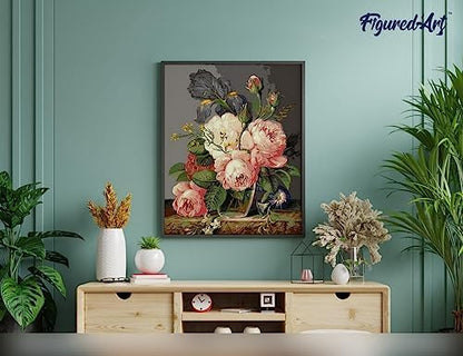 Figured'Art Paint by Numbers Kit for Adults Bouquet of Wild Flowers 16"x20" - Craft Art Painting Rolled Canvas with DIY Wooden Frame - Image 4