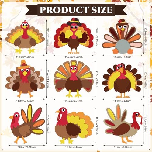 Otuuz 18 Set Turkey Necklace Craft Kits DIY Felt Fall Party Favors - Image 2