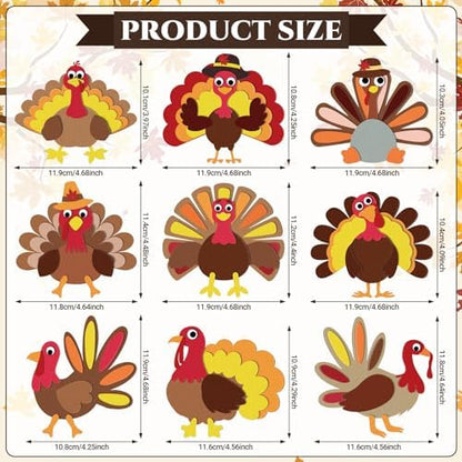 Otuuz 18 Set Turkey Necklace Craft Kits DIY Felt Fall Party Favors - Image 2