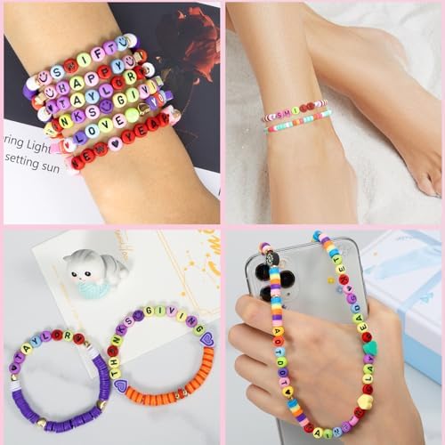 ARTDOT 800 Pieces Assortment Letter Beads for Friendship Bracelets Making Kit, 28 Styles Jewelry Making Supplies Alphabet Beads Set Preppy Crafts Art, Black Multicolor - Image 4